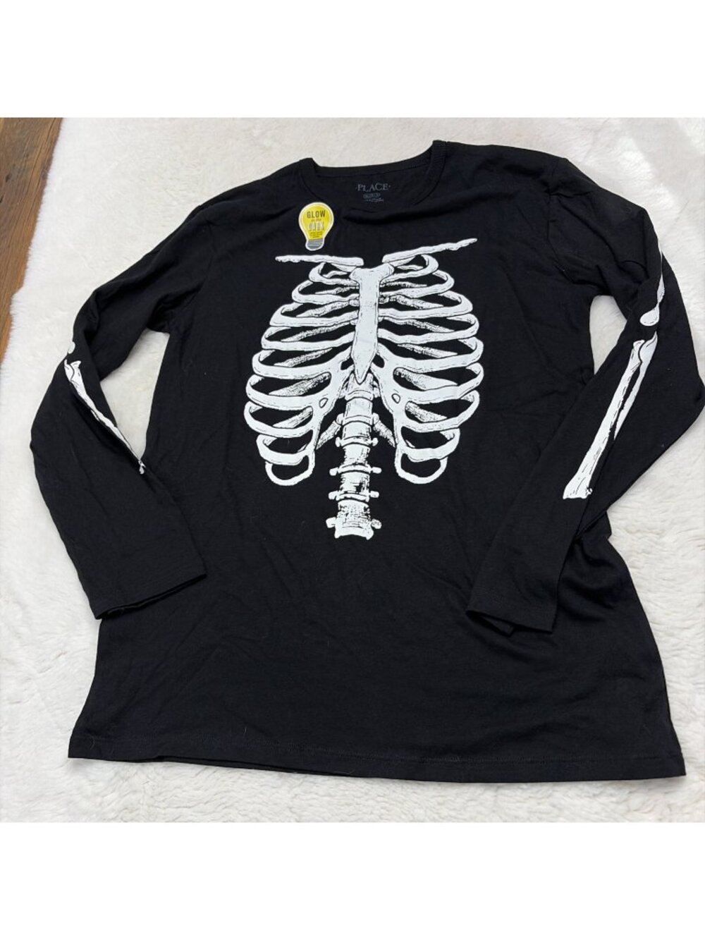 The Children’s Place Girls New XL 14 Glow In The Dark Skeleton Halloween Shirt